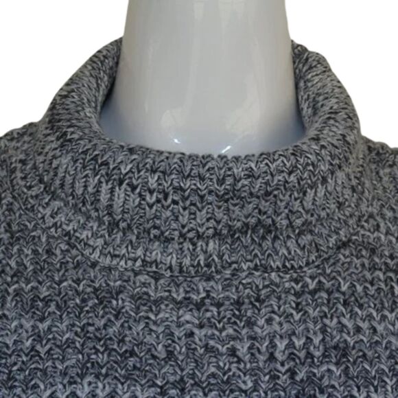 VICTORIA'S SECRET Sweater, M, Chunky knit, Mockneck, Black/grey Tonal, Long slv - Picture 9 of 15